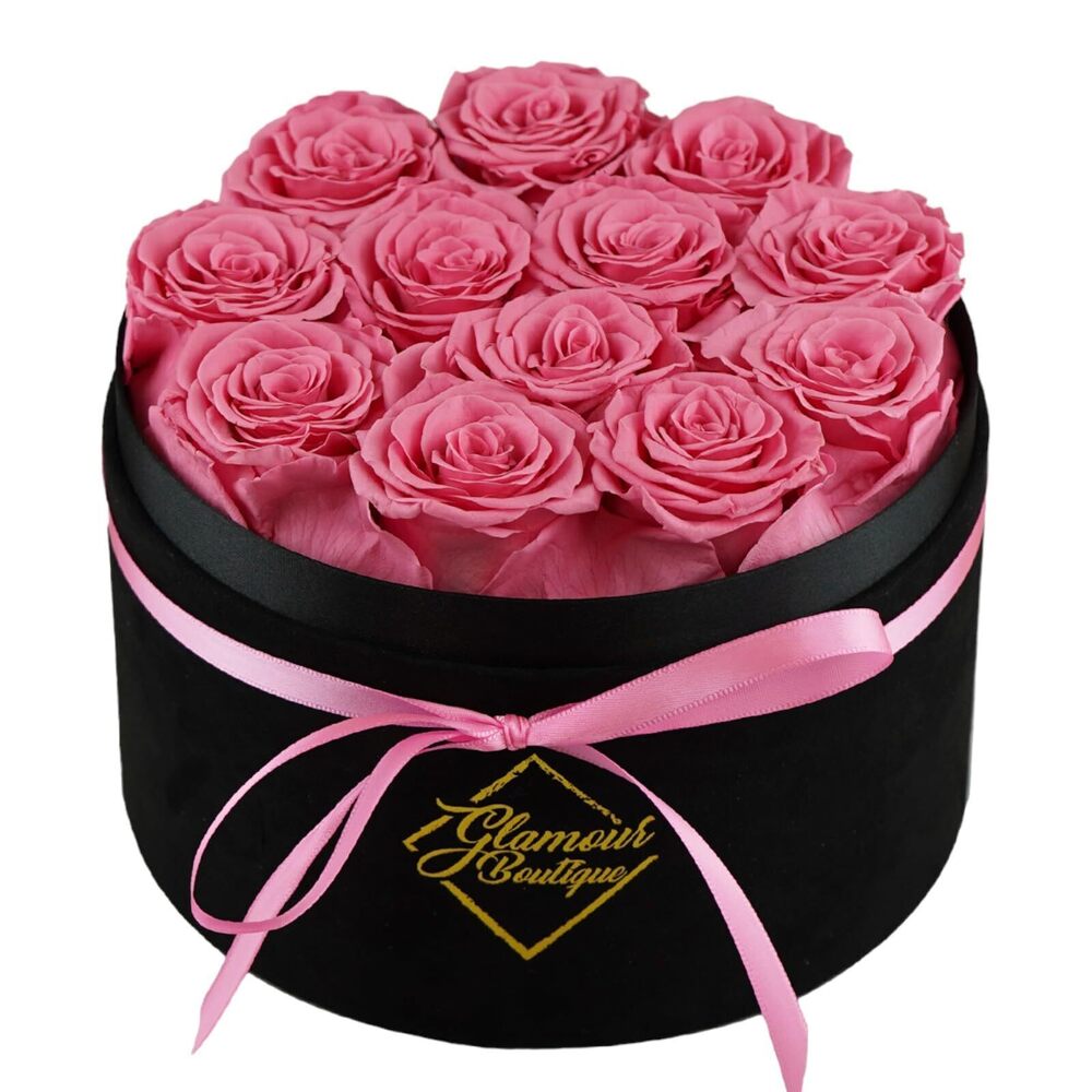 2713 Flowers Forever Gift Box 12 Real Preserved Roses in a Velvet Black